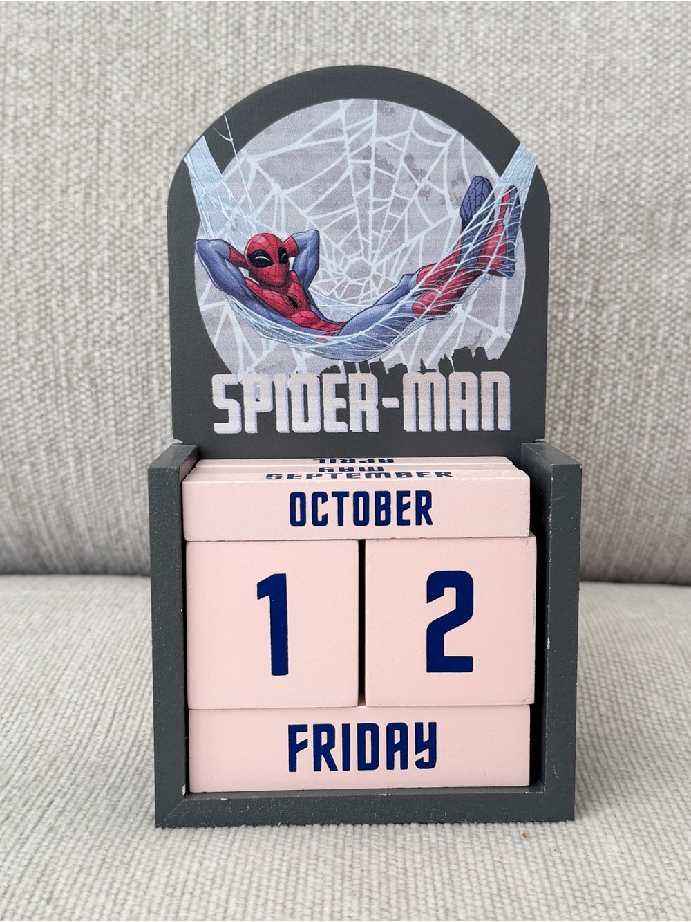 Marvel Spider-Man Pink and Gray Perpetual Desk Calendar